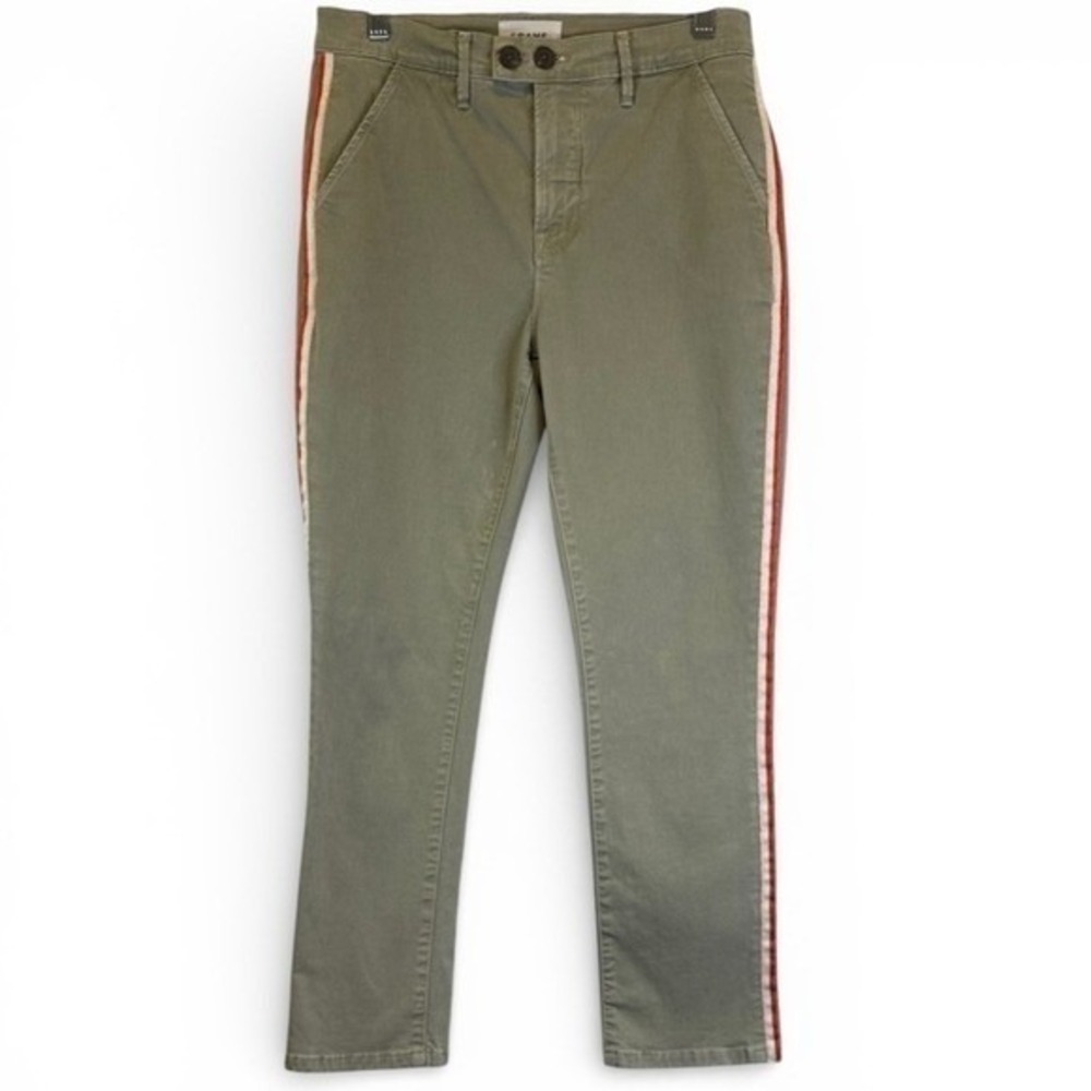 FRAME Le Beau Duo Tape Chino Pants Washed OD Green 25 LBUDTCH999